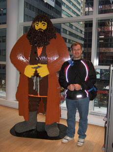 A giant lego statue and Christian